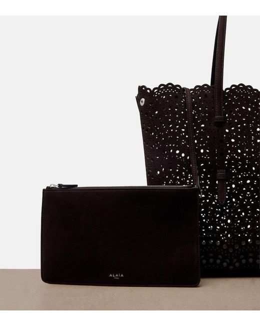 Alaïa Black Mina 37 Large Leather Tote Bag