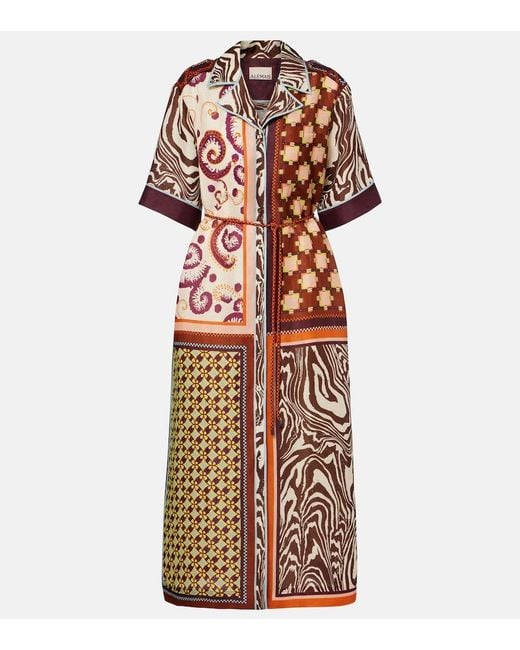 ALÉMAIS Multicolor Wilson Printed Linen And Silk Shirt Dress