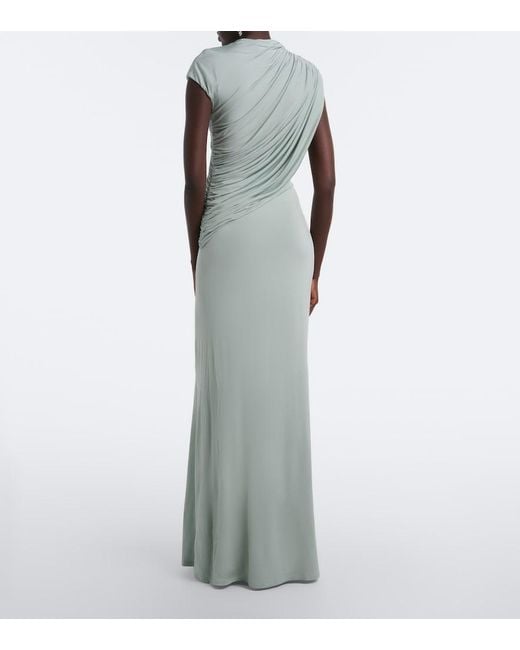 TOVE White Saffron Draped Jersey Maxi Dress