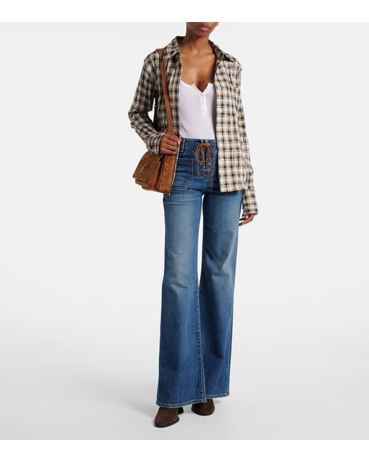 Nili Lotan Blue Mid-Rise Flared Jeans Florence