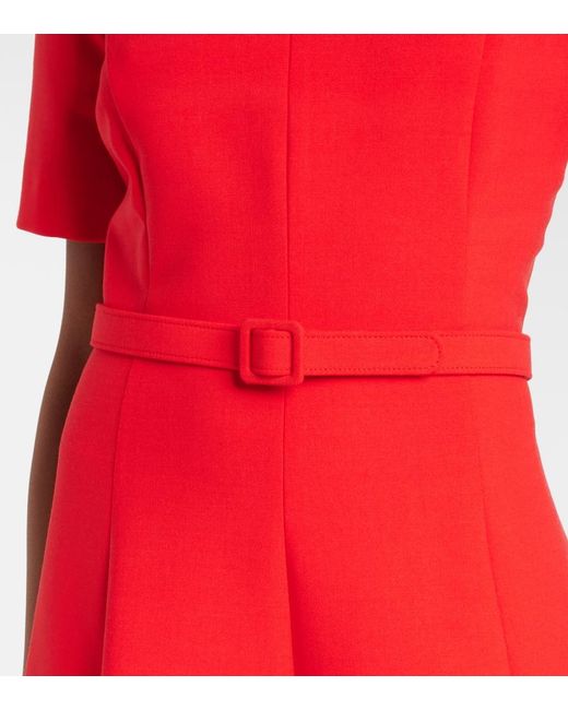 Oscar de la Renta Red Wool-Blend Midi Dress