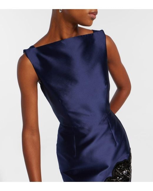 Erdem Blue Embellished Midi Dress