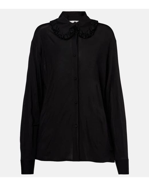 Jil Sander Black Ruffled Blouse