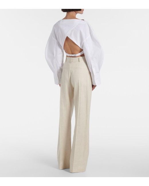 Jacquemus Natural Sauge High-Rise Straight Pants