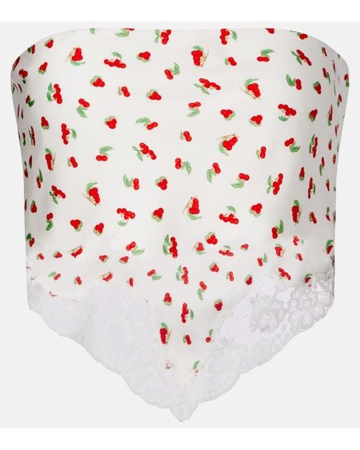 Posse White Fae Lace-Trimmed Printed Top