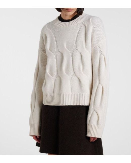 Lisa Yang White Sammie Cable-Knit Cashmere Sweater