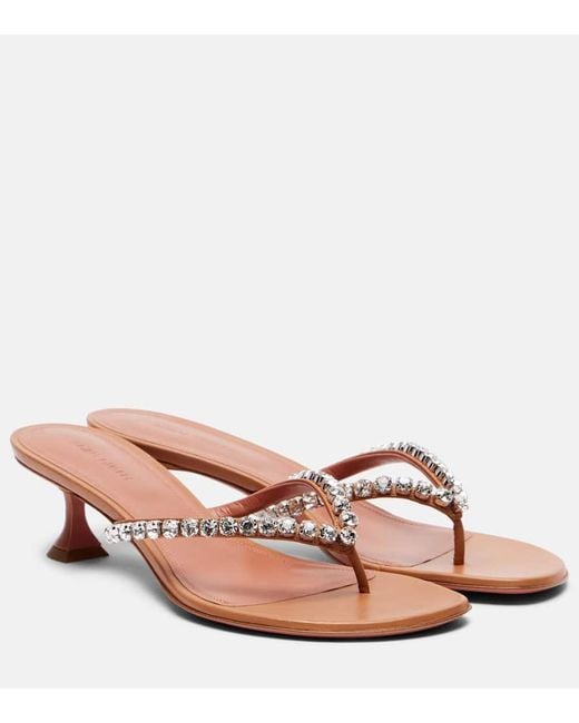 AMINA MUADDI Pink Sandalen Gigi 45 Aus Leder Mit Kristallen