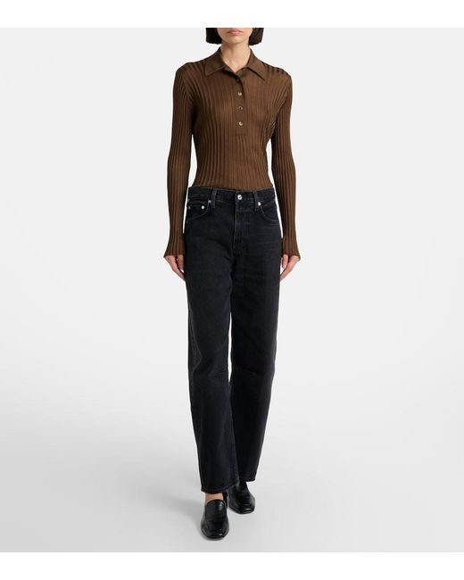 Citizens of Humanity Blue Miro Cropped High-Rise Barrel-Leg Jeans