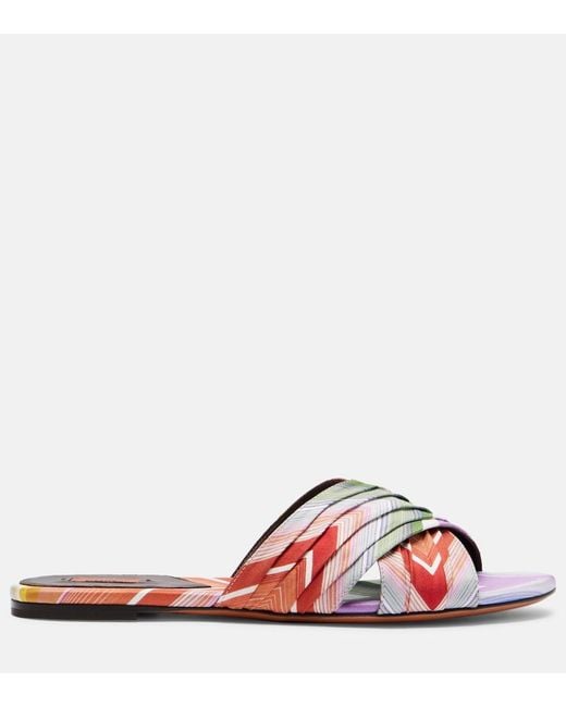 Missoni White Ada Chevron Twill Slides