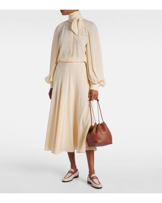 Loro Piana Brown Bale Softy Small Leather Bucket Bag