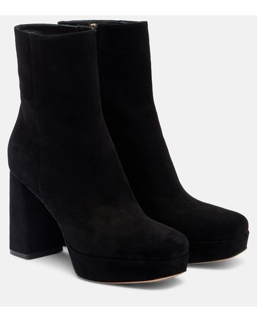 Gianvito Rossi Black Daisen 95 Suede Platform Ankle Boots