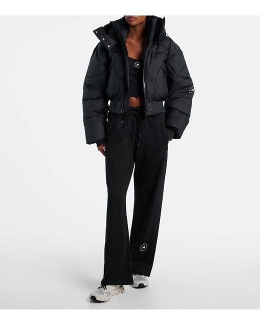 Adidas By Stella McCartney Black Wattierte Cropped-Jacke
