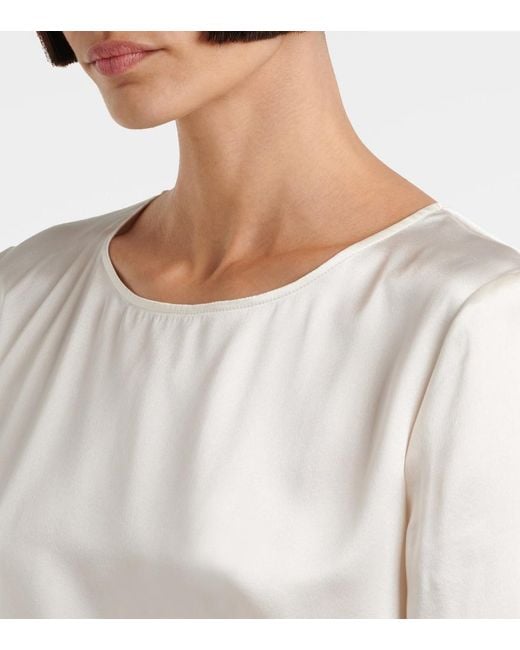 Max Mara White Dida Silk Satin T-Shirt