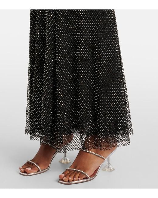 Self-Portrait Black Embellished Fishnet Maxi Dress