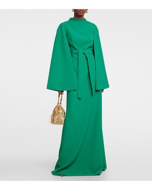 Safiyaa Green Crepe Maxi Dress