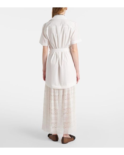 Vestido Camisero Jenner De Popelin Y Encaje Jonathan Simkhai de color White