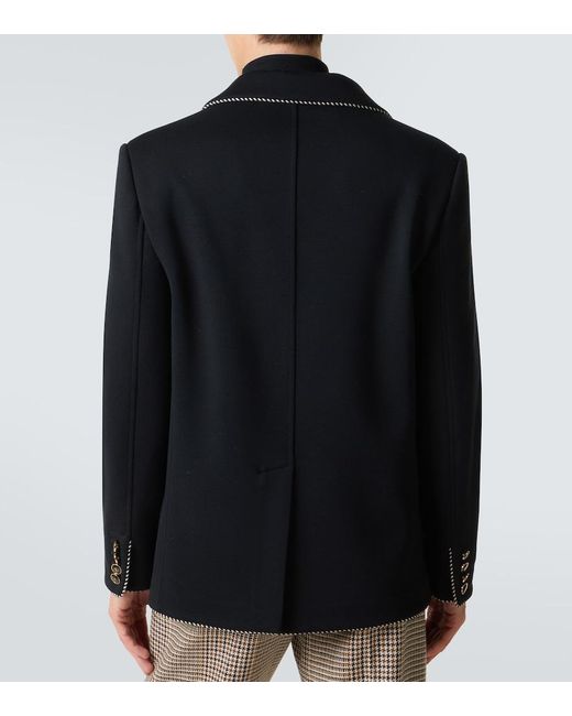 Valentino Black Embroidered Virgin Wool Blazer for men