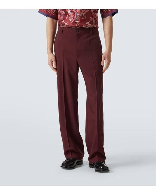Gucci Gerade Hose Aus Wollgabardine in Red für Herren
