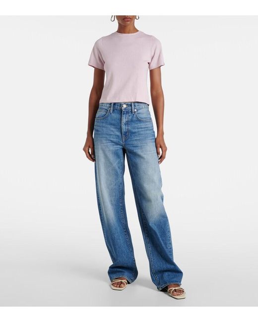 SLVRLAKE Denim Blue Cassie High-Rise Barrel-Leg Jeans
