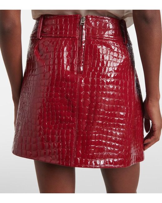 Tom Ford Red Croc-Effect Leather Miniskirt