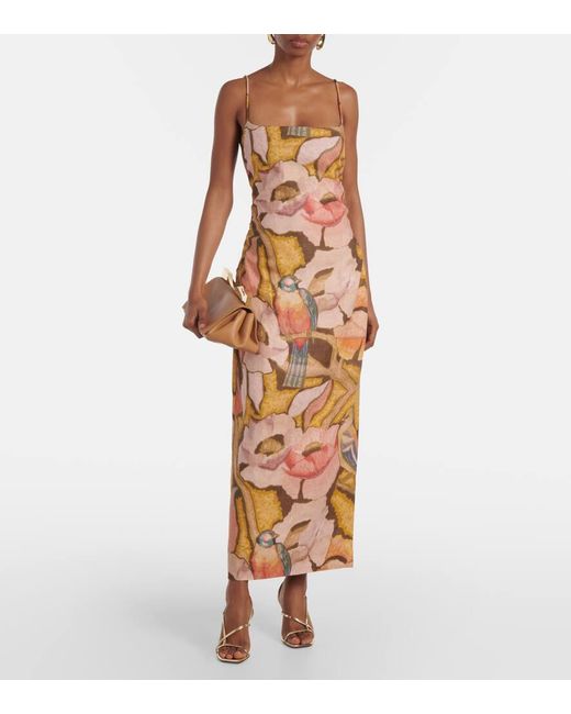 Vestido Largo Talulah De Lino Floral Sir de color Metallic