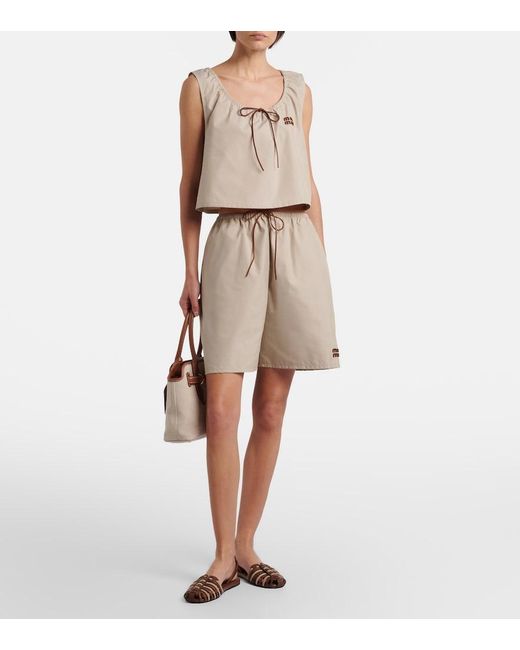Miu Miu Natural Cotton-Blend Bermuda Shorts