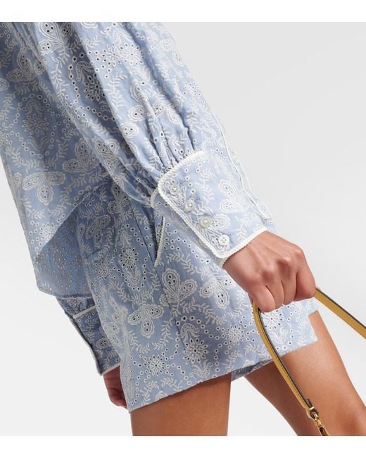 Veronica Beard Blue Thorp Cotton Blouse