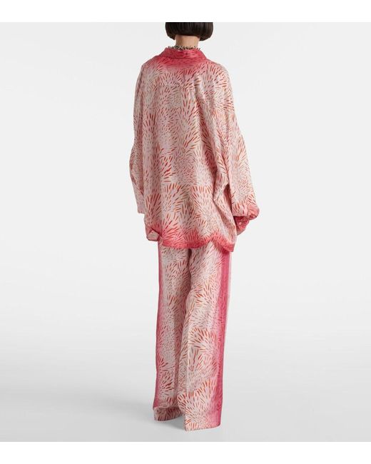 Dries Van Noten Pink Printed Silk Shirt