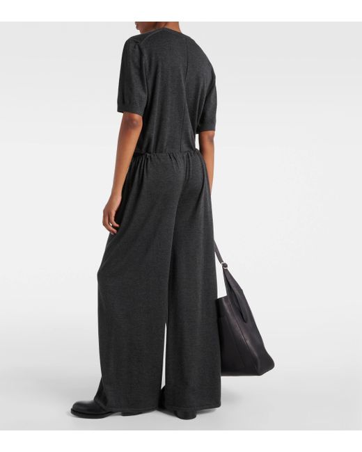 The Row Black Helphine Cashmere Wide-Leg Pants