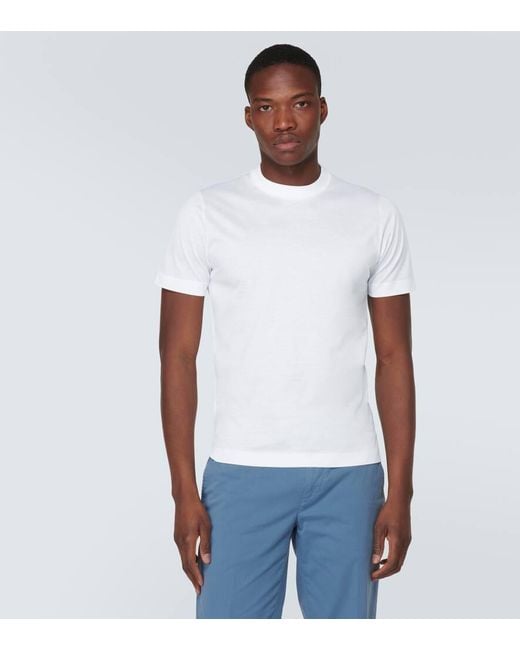 T-shirt in jersey di cotone di Canali in White da Uomo