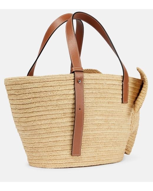 Loewe Brown Elephant Basket Raffia Tote Bag