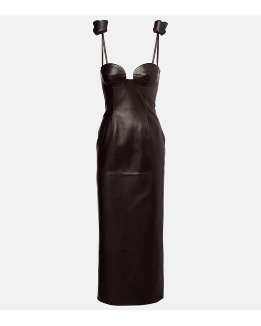 Magda Butrym Black Bustier-Kleid Aus Leder