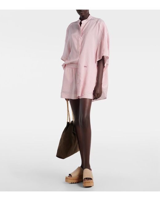 Stella McCartney Pink Striped Silk Shirt