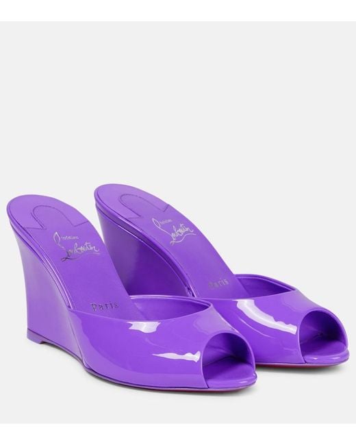 Christian Louboutin Purple Me Dolly Zeppa 85 Patent Wedge Sandal