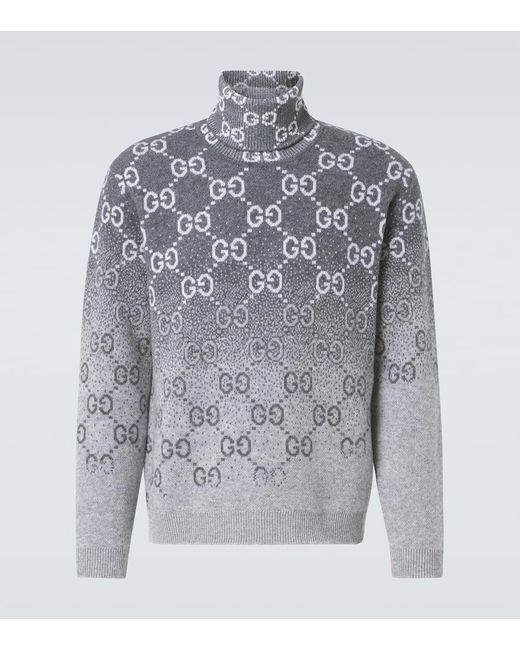 Dolcevita in jacquard di lana GG di Gucci in Blue da Uomo