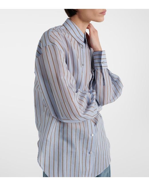 Brunello Cucinelli White Cotton-Blend Lame Shirt
