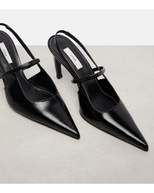 Totême  Black Leather Slingback Pumps