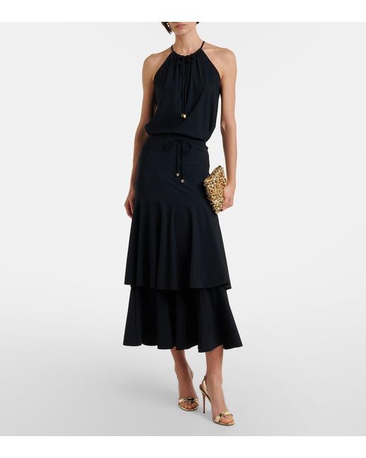 Dorothee Schumacher Black Modern Flow Tiered Midi Skirt