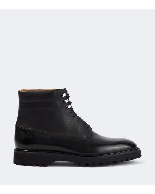 John Lobb Black Alder Leather Lace-Up Boots for men