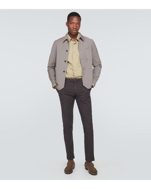 Slowear Gray Cotton-Blend Slim Pants for men