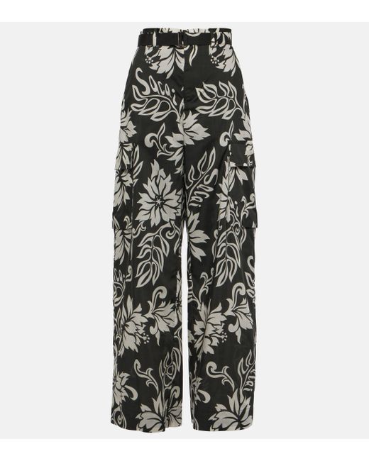 Sacai Black High-rise Floral Wide-leg Pants
