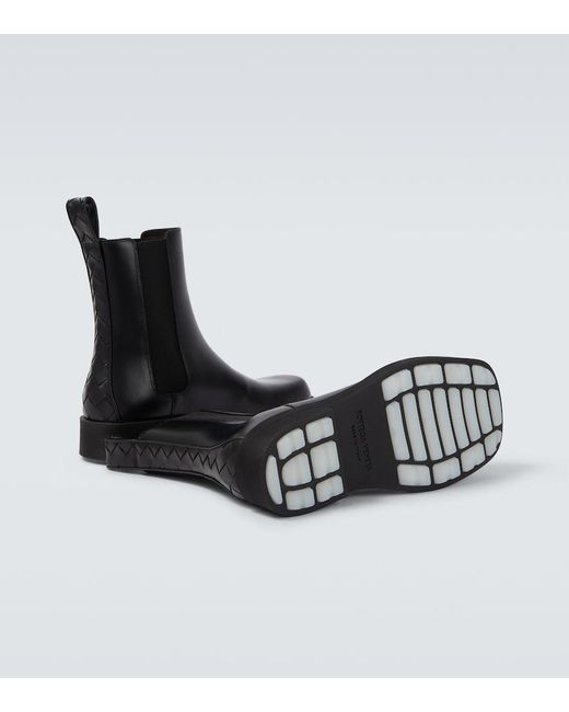 Bottega Veneta Black Ben Leather Chelsea Boots for men