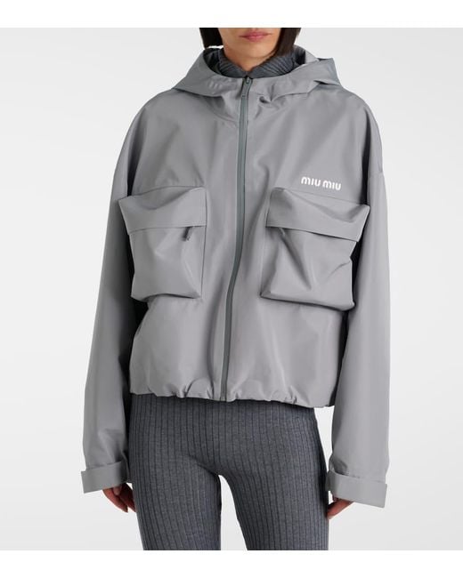 Miu Miu Gray Jacke Aus Canvas
