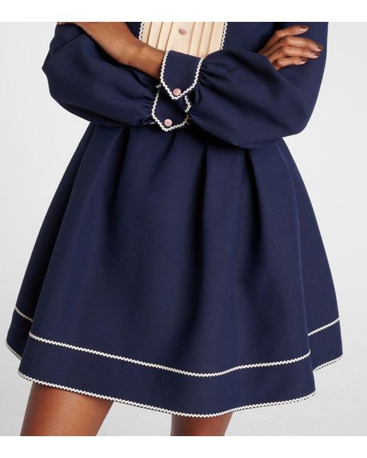 Valentino Blue Crepe Couture Bow-Detail Minidress