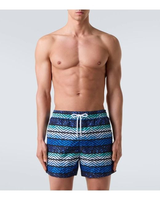 Missoni Blue Zigzag Printed Swim Trunks for men