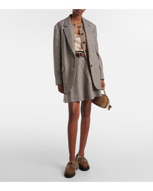 Brunello Cucinelli Brown Shearling-Lined Suede Boat Shoes