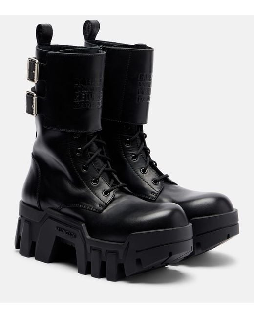 Balenciaga Black Bulldozer 25 Leather Platform Combat Boots