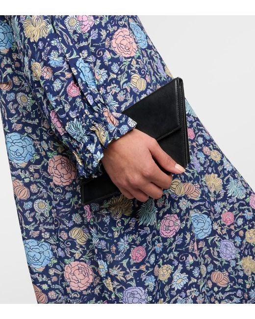 Rixo Blue Ferne Floral Crepe Midi Dress