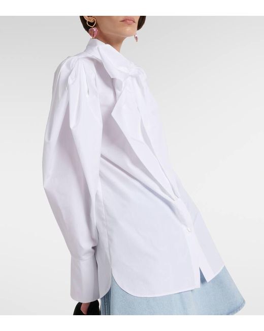 Blusa de popelin de algodon anudada Nina Ricci de color White