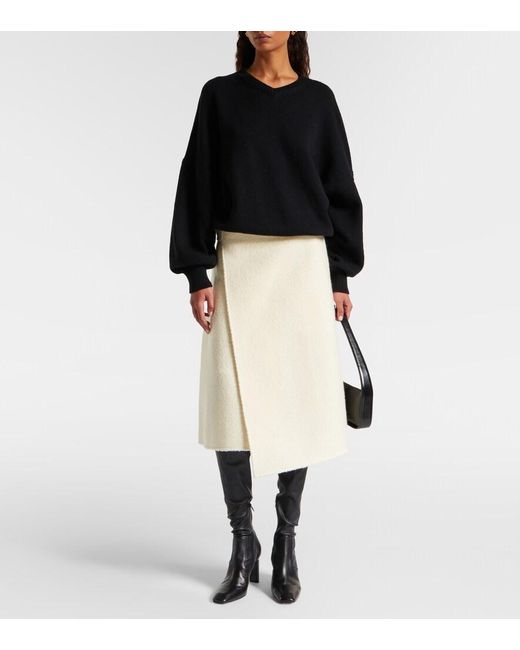 Proenza Schouler White Bodhi High-Rise Wool-Blend Boucle Wrap Skirt